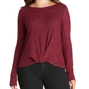 JR304 Bcx Wine Juniors' Plus Size Twist-Front Fuzzy Top Size XXL
